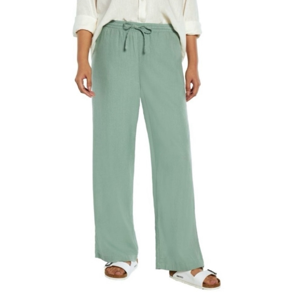 SOLD - Gap New Womens Size L Sage Green Wide Leg Linen Drawstring Vacation Pants